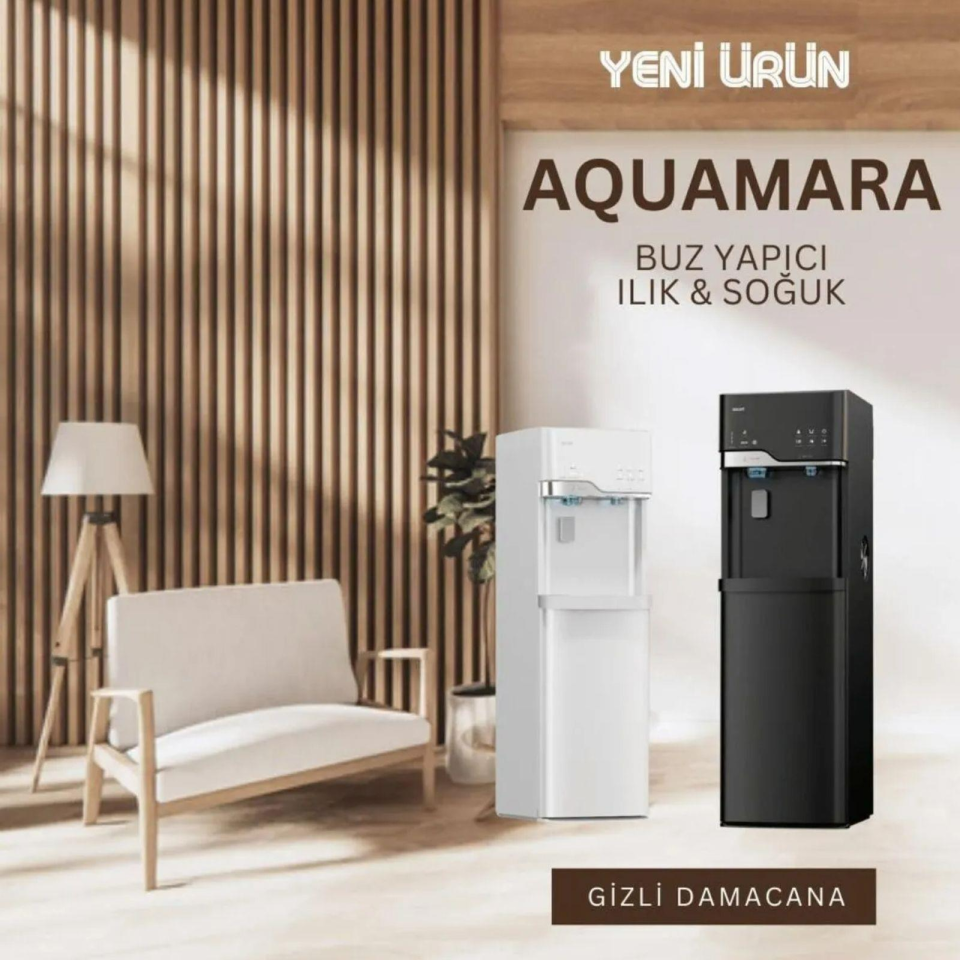 AQUAMARA Buz Makinalı Su Sebili Siyah